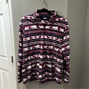 Lands End Winter Print Half Zip Up-Lg (14/16)